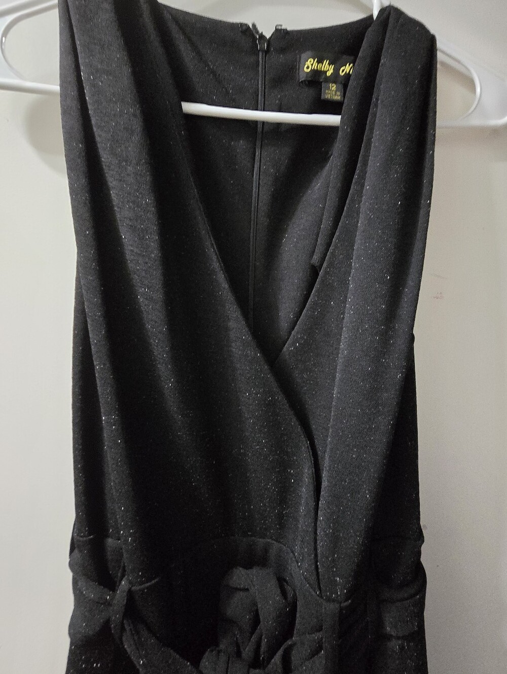 Shelby Nites Black Sparkle Wrap Dress